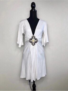 Jagger White Cotton V-Neck Fit & Flare Mini Dress